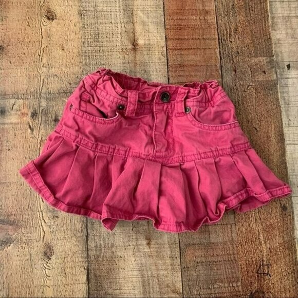 Children’s place baby girl sz 24M pink ruffle denim skirt and lined shorts skort - Picture 1 of 6